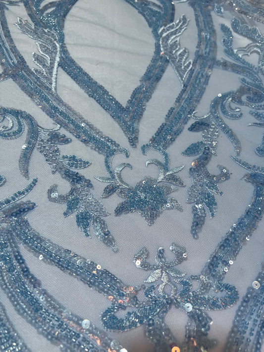 TUL BORDADO AZUL CIELO IMPERIAL