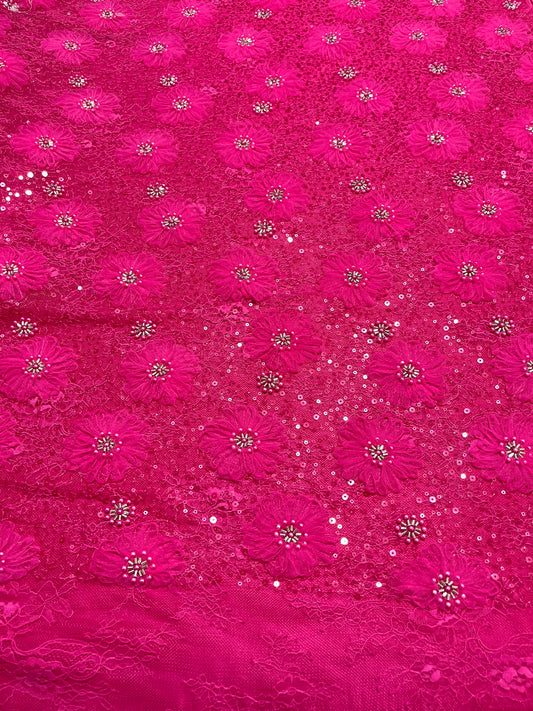 TUL BORDADO FUCHSIA FLOREADO