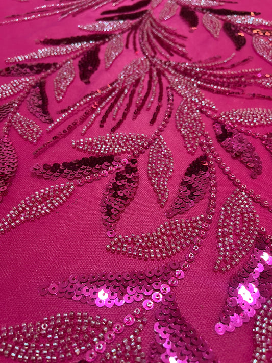 TUL BORDADO FLORES DE NACAR