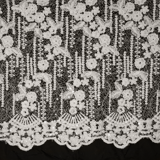 TUL BORDADO FLOR CON PALITOS