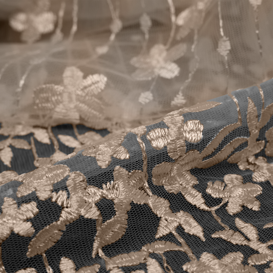 TUL BORDADO MINI FLOR CON BOLITAS