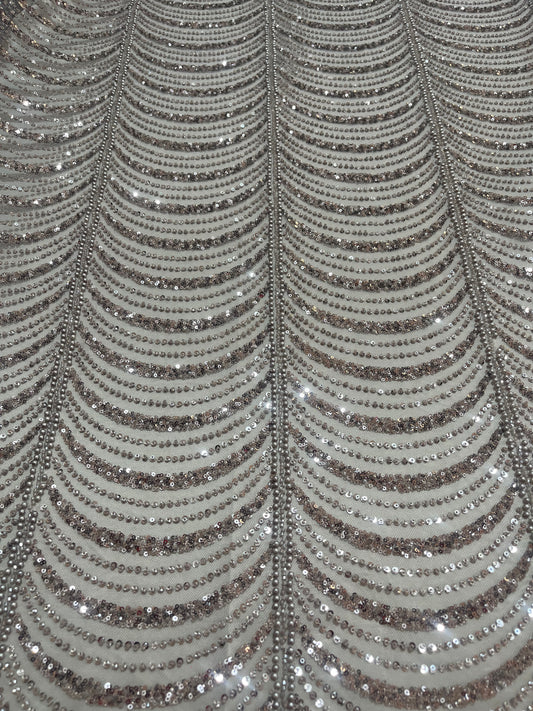 TUL CON LENTEJUELA PLUME PLATA