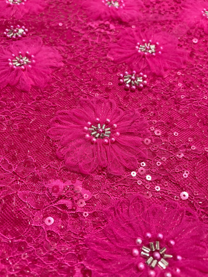 TUL BORDADO FUCHSIA FLOREADO