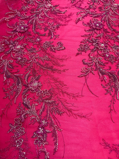 TUL BORDADO ELEGANCIA FLORAL ROSE