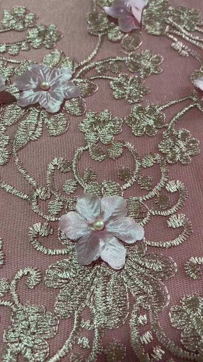 TUL BORDADO FLOR DE PERLA