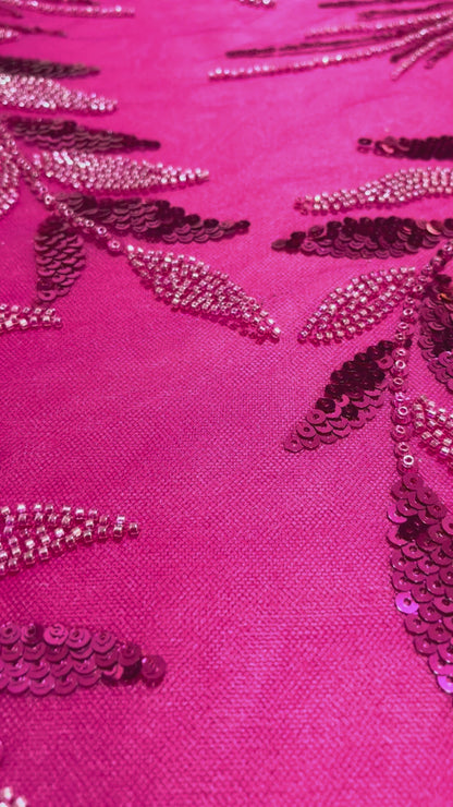 TUL BORDADO FLORES DE NACAR