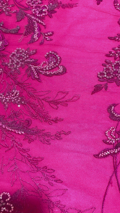 TUL BORDADO ELEGANCIA FLORAL ROSE